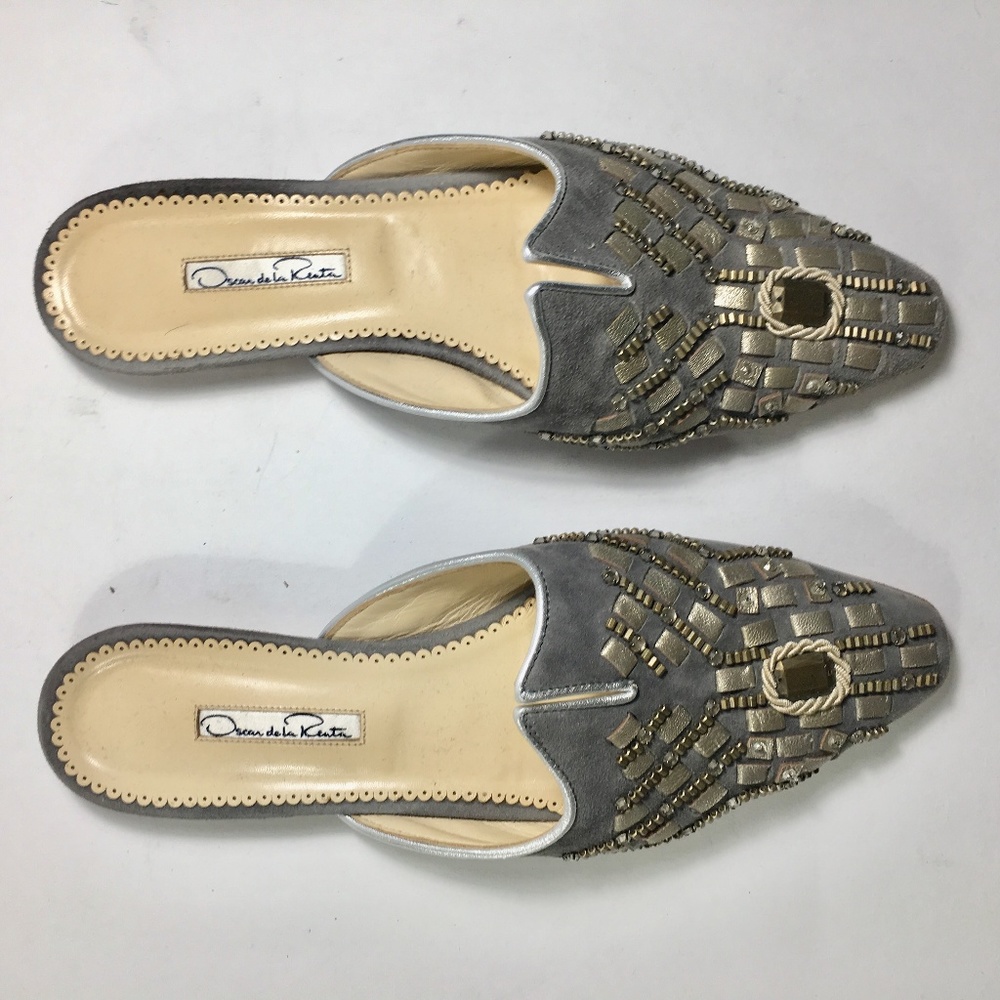 Oscar de la Renta Silver Flat Slide